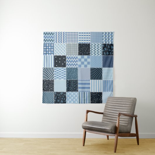 Quilt design. Naadloos patchwork-patroon vanaf sti Wandkleed (In Situ (horizontaal))
