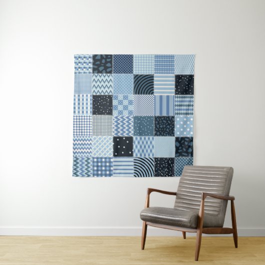 Quilt design. Naadloos patchwork-patroon vanaf sti Wandkleed (In situ)