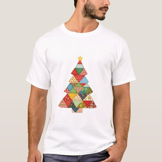 Quilt Kerstboom Festieve Quilt Liefhebbers T-shirt (Voorkant)