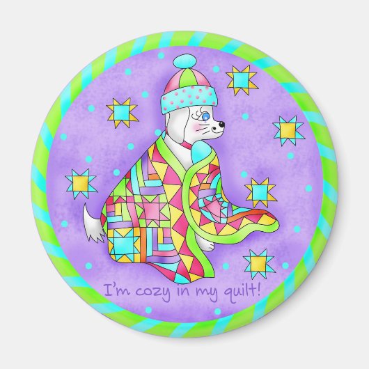 Quilt Lover Dog Magnet Magneet (Voorkant)