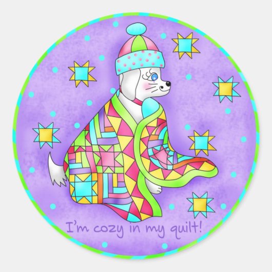 Quilt Lover Dog Sticker (Voorkant)