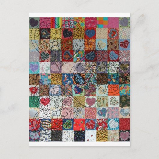 quilt met hart briefkaart (Voorkant)