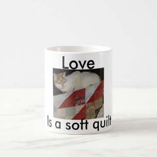 quilt met kat - Kopiëren, Liefde, is een zachte qu Koffiemok