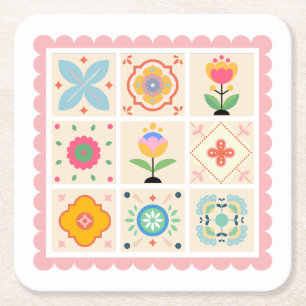 Quilt met Liefde Baby Shower Vierkante Kartonnen Onderzetter