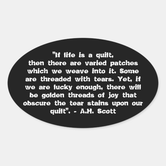 Quilt of Joy Ovale Sticker (Voorkant)