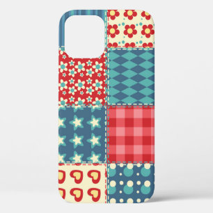  quilt: patchwork achtergrondpatroon. iPhone 12 hoesje