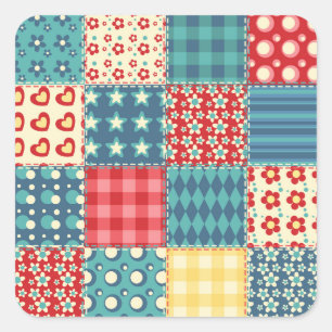quilt: patchwork achtergrondpatroon. vierkante sticker