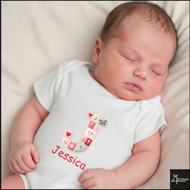 Quilt Patchwork Initiaal Letter J Babykamer Romper