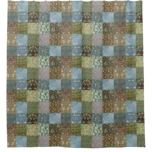 Quilt Patchwork  William Morris Pattern Douchegordijn (Voorkant)