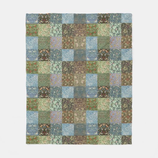  Quilt Patchwork William Morris Pattern Fle Fleece Deken (Voorkant)