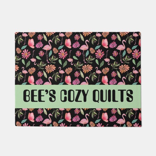 Quilt Patchwork Zwarte Winkel Naam Deurmat (Voorkant)