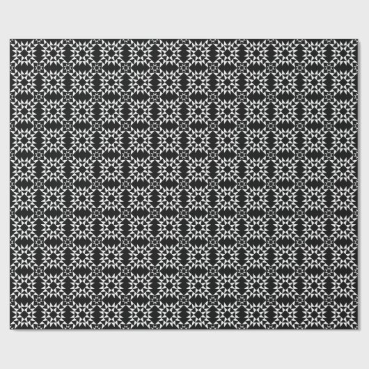 Quilt Pattern 01 - White on Black Cadeaupapier (Vlak)
