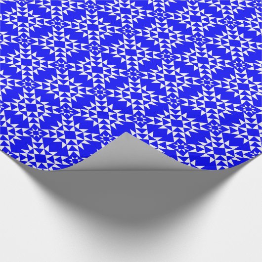 Quilt Pattern 01 - White on Blue Cadeaupapier (Hoek)