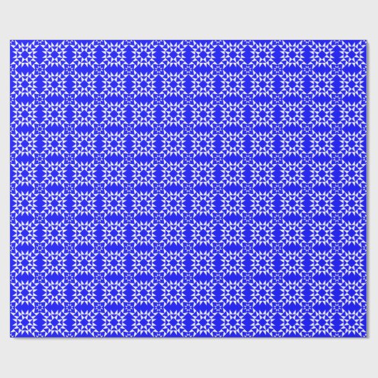 Quilt Pattern 01 - White on Blue Cadeaupapier (Vlak)