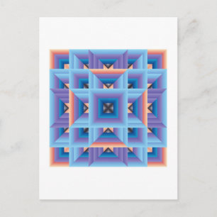 Quilt Pattern 3 in Blue en Paars Briefkaart