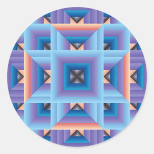 Quilt Pattern 3 in Blue en Paars Ronde Sticker