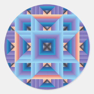 Quilt Pattern 3 in Blue en Paars Ronde Sticker