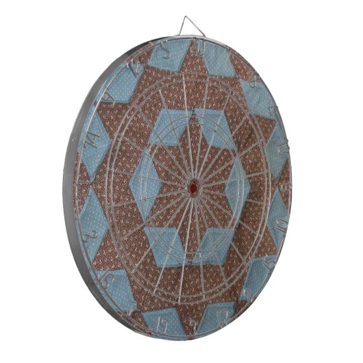 Quilt Pattern - Castle in Brown and Blue Dartbord (Voorkant Links)