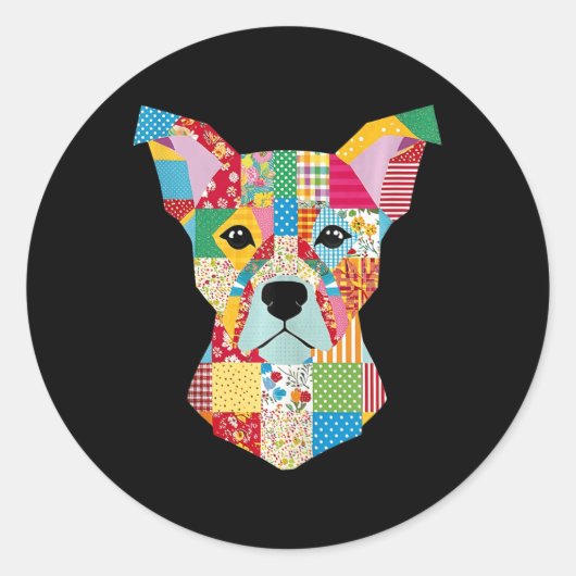 Quilt Pattern Dog voor Quilting Lover Quilter Sewi Ronde Sticker (Voorkant)