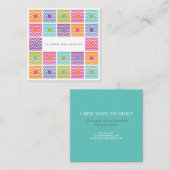 Quilt Pattern Polka Dot Fabric Vierkante Visitekaartje (Voorkant / Achterkant)