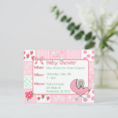  Quilt Roze Meisje Baby shower Uitnodiging (Staand voorkant)