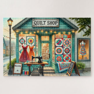 Quilt Shop Cottage Naai Charmoante Vintage Scene Legpuzzel