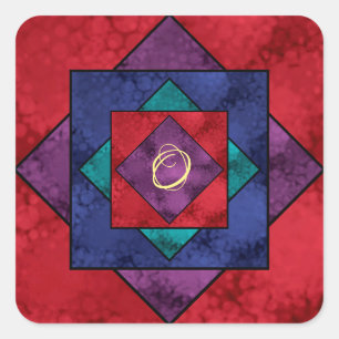 Quilt Square Monogram Vierkante Sticker
