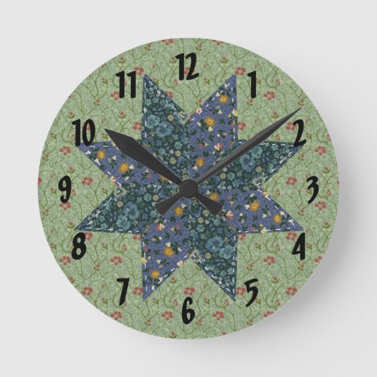 Quilt Star-wandklok Ronde Klok (Voorkant)