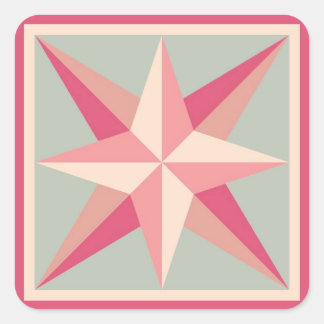 Quilt Stickers - Schuine Star (Roze/grijs)