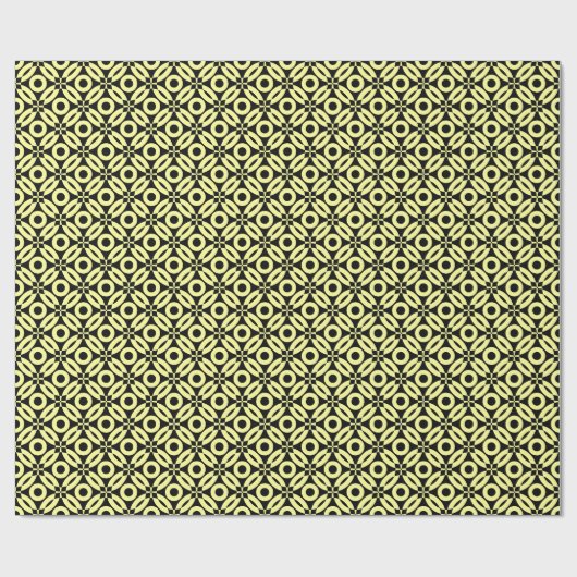 Quilt Style Pattern 02 - Chalk Yellow on Black Cadeaupapier (Vlak)