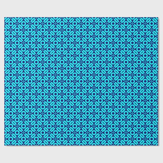 Quilt Style Pattern 02 - Cyan on Deep Navy Cadeaupapier (Vlak)