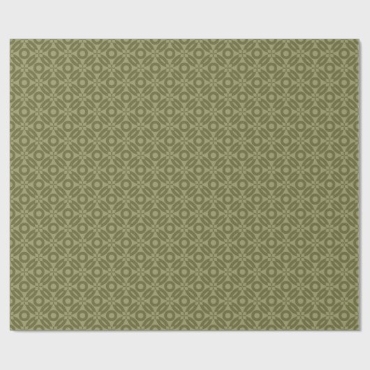 Quilt Style Pattern 02 - Deep Olive op Khaki Cadeaupapier (Vlak)