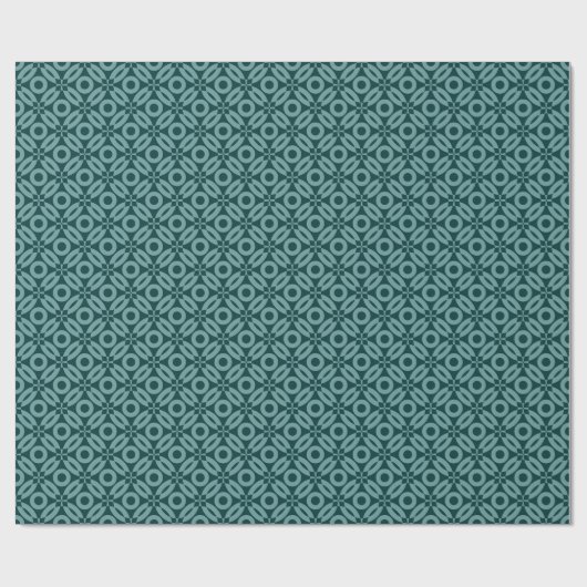 Quilt Style Pattern 02 - Ocean Green op Dk Green Cadeaupapier (Vlak)