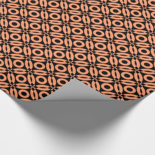 Quilt Style Pattern 02 - Peach on Black Cadeaupapier (Hoek)