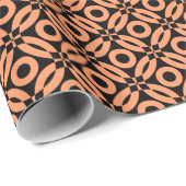 Quilt Style Pattern 02 - Peach on Black Cadeaupapier (Rol Hoek)