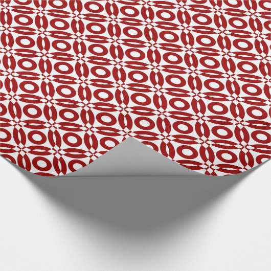 Quilt Style Pattern 02 - Ruby Red on White Cadeaupapier (Hoek)
