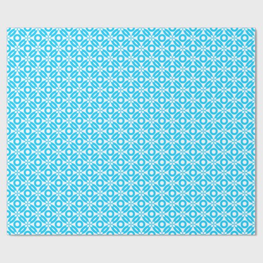 Quilt Style Pattern 02 - Sky Blue op White Cadeaupapier (Vlak)