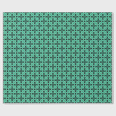 Quilt Style Pattern 02 - Turquoise on Black Cadeaupapier (Vlak)