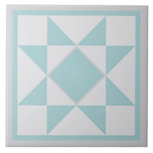 Quilt Trivet - Sawtooth Star (blauw/grijs) Tegeltje