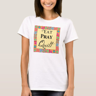 Quiltblokken Art Border Art Eat Pray Quilt Geel T-shirt