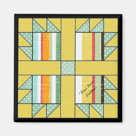Quiltblokpatroon "Beer Paw" vierkante magneet