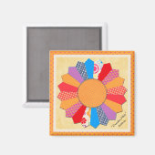 Quiltblokpatroon "Dresden Bord" Magneet (Voorkant / Achterkant)