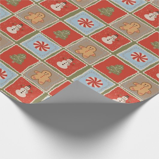 Quilted Christmas Tile Wallpaper Cadeaupapier (Hoek)