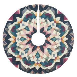 Quilted Cream geometrisch medaillon ontwerp Kerstboom Rok
