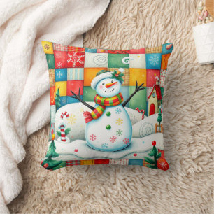 Quilted Look Frosty the Snowman beroemd gemaakt do Kussen
