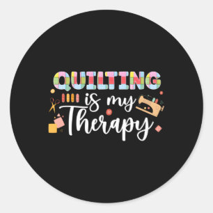 Quilten is mijn therapie quilt quilt ronde sticker