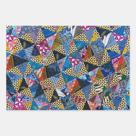 Quilten Vierkanten Kleurrijke Collage Patroon Inpakpapier Vel (Voorkant)