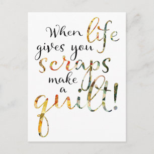 Quilten wanneer het leven je restjes geeft, maak e briefkaart