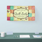 Quiltende quiltster grunge patchwork ambacht show spandoek (Beurs)