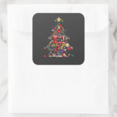 Quilter Merry Christmas Tree Quilt Block Quilting  Vierkante Sticker (Tas)